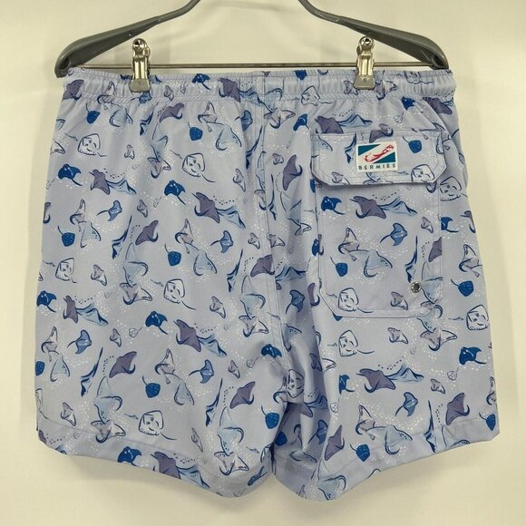 Bermies Men's Classic Swim Shorts Trunks Purple Manta Ray sz XL NWT Shark Tank - Picture 3 of 4